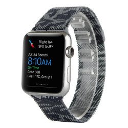 Premium Color Stainless Steel Magnetic Milanese Loop Strap Wristband for Apple Watch Series 7/6/SE/5/4/3/2/1 Sport - 44MM / 42MM (Camouflage Dark Gray)